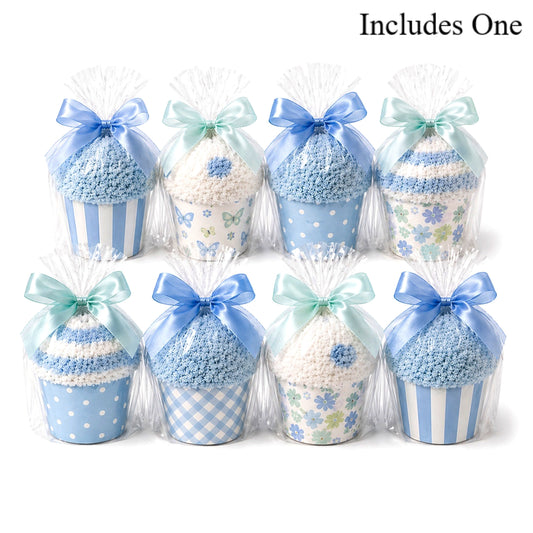 Baby Boy Shower Favors — Blue Cozy Sock Cupcake