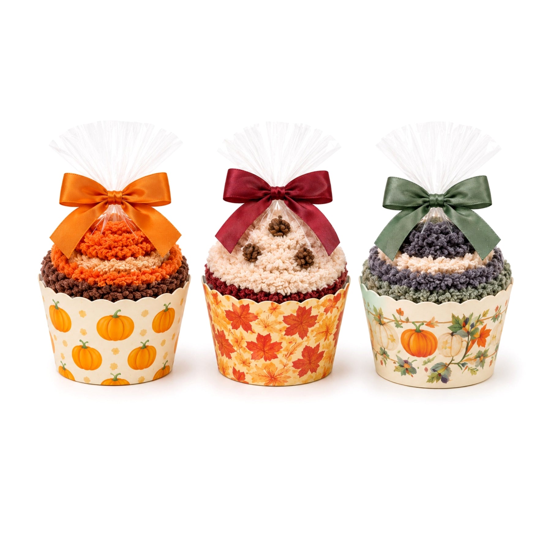 Fall and Thanksgiving Cozy Sock Cupcakes gifts and party favors