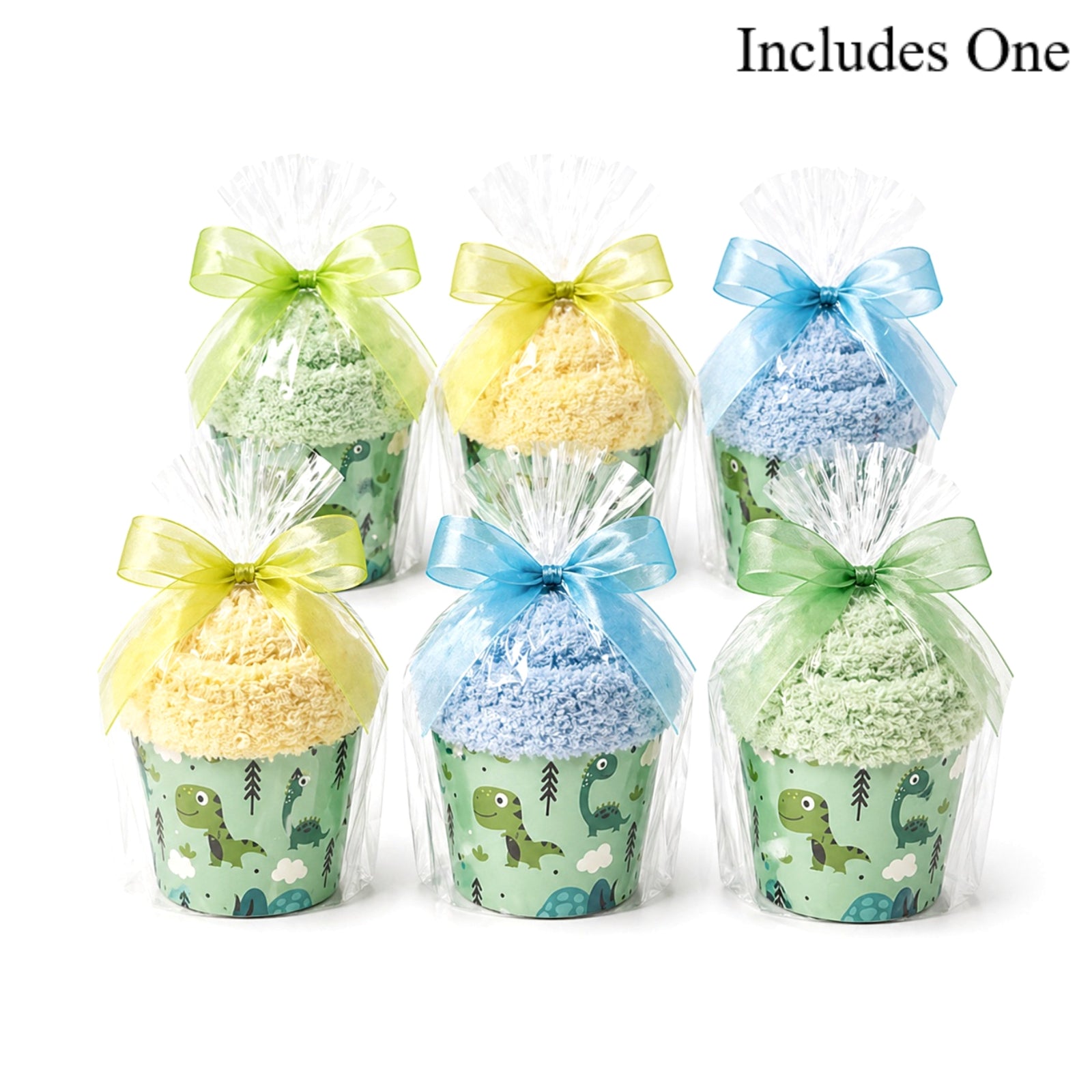 Dinosaur Baby Shower Favors — Cozy Sock Cupcake Gift