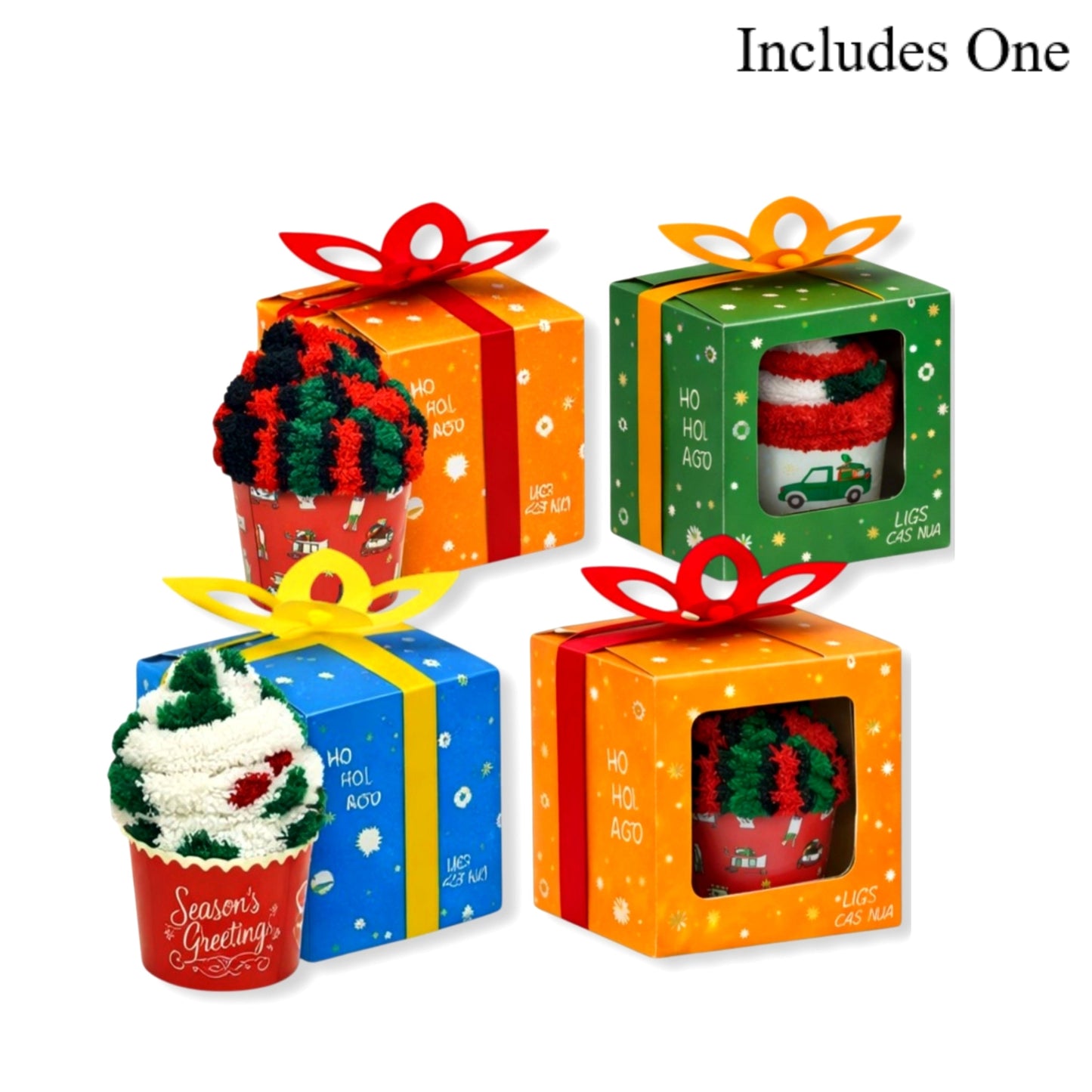 Christmas Cozy Socks Cupcake Gift Box