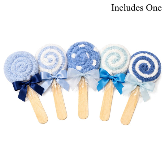 Boy Baby Shower Favors — Blue Cozy Sock Lollipop Gift