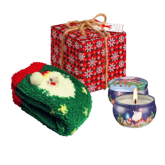 Christmas Gift Box – Cozy Socks & Candle for Men & Women