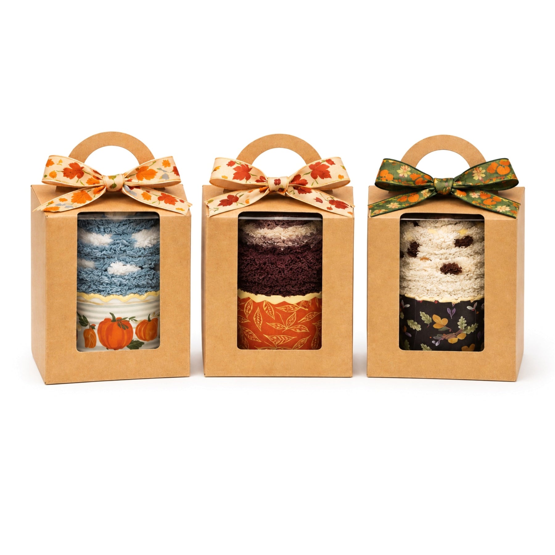 Cozy Socks Cupcake Gift Box for Fall & Autumn Celebrations