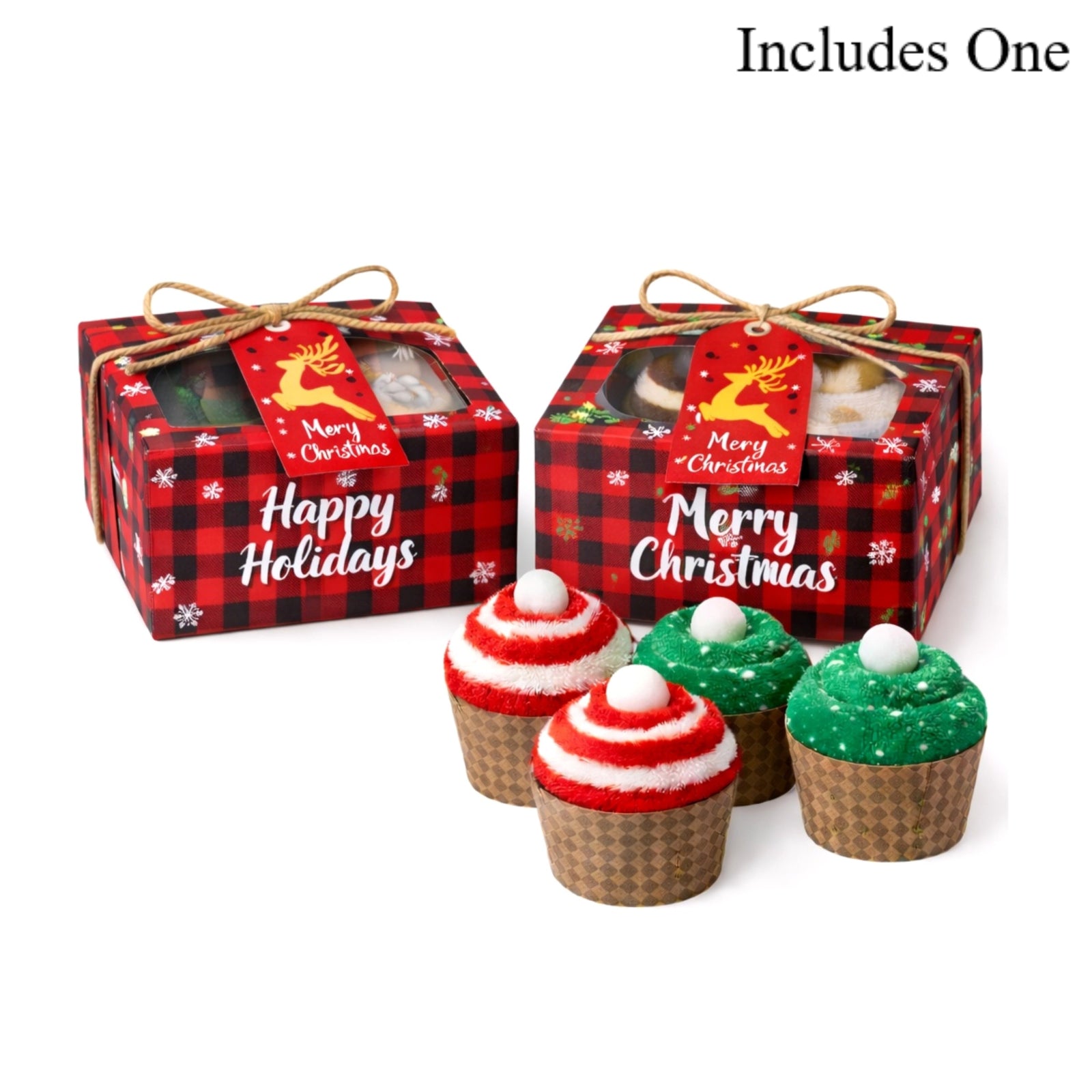 Plaid Christmas Gift Box — Cozy Socks Cupcakes