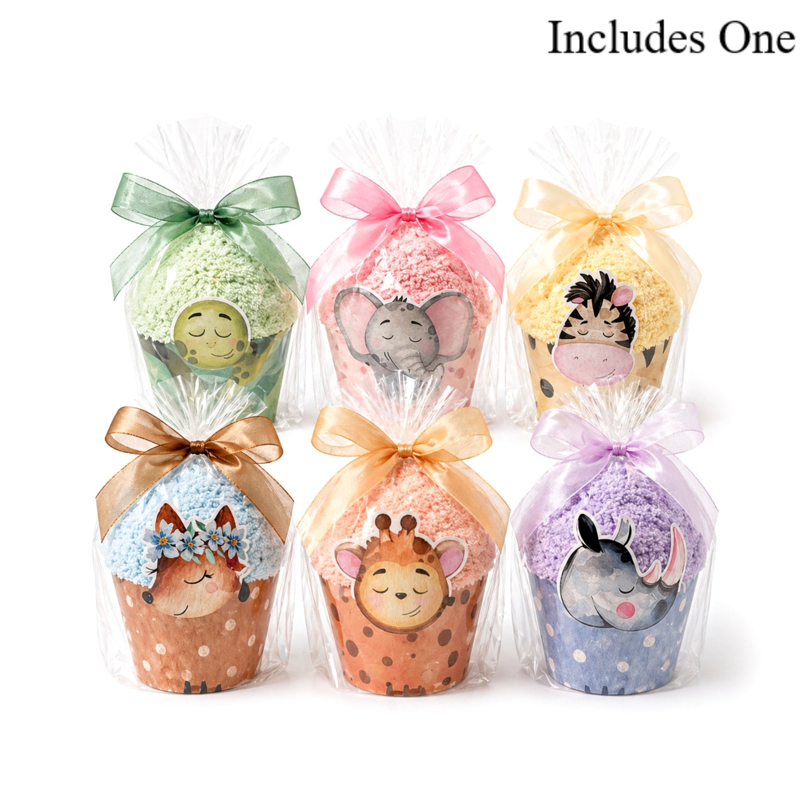 Safari Baby Shower Favors — Cozy Sock Cupcake Gift, Zoo Animal Party Favors, 