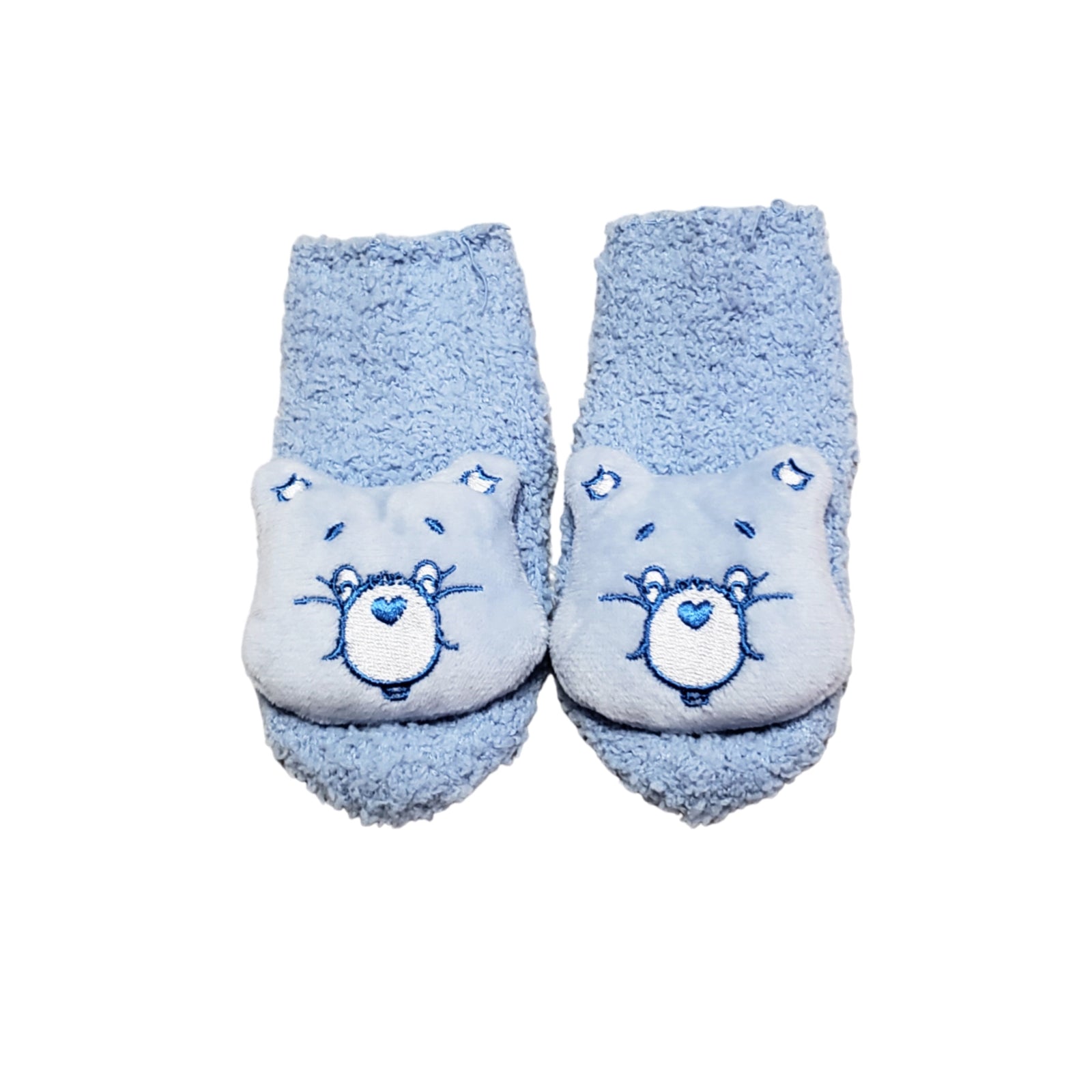Blue Care Bear fuzzy socks for baby and toddler