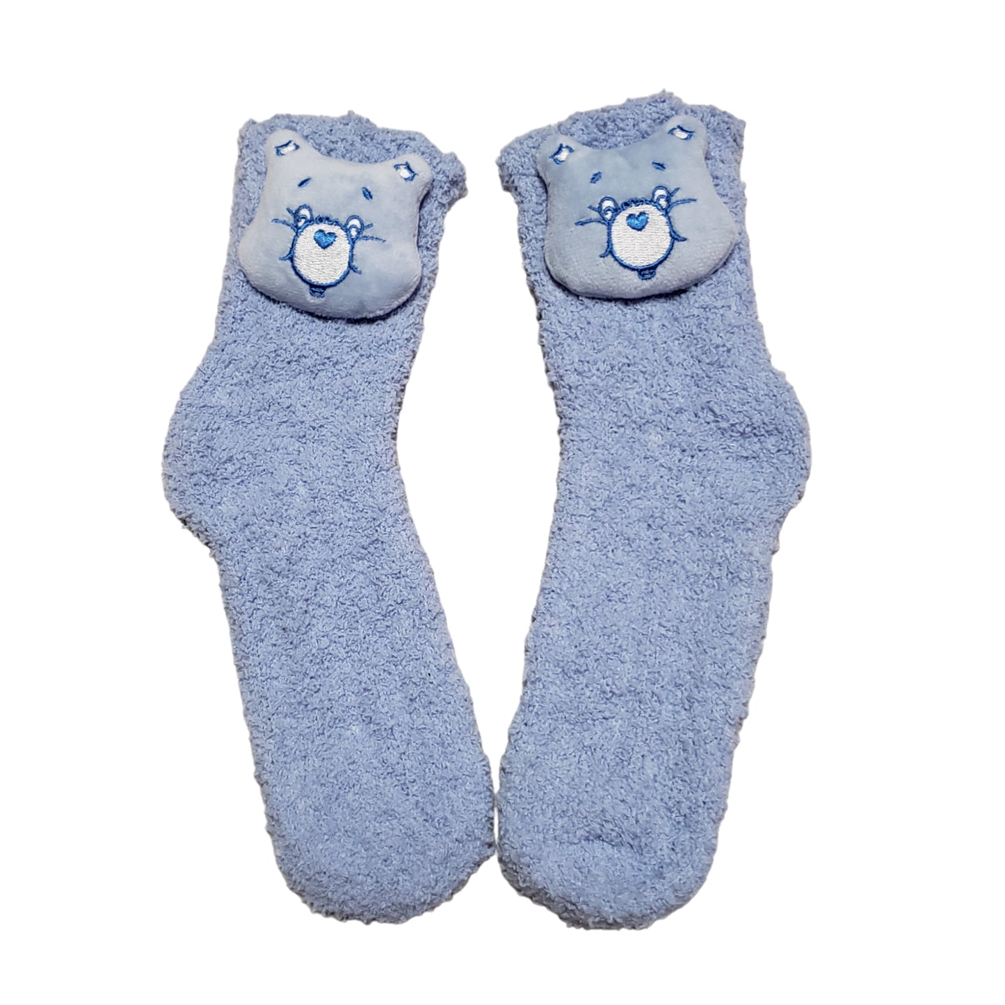 Blue Care Bear fuzzy socks for adults and teens