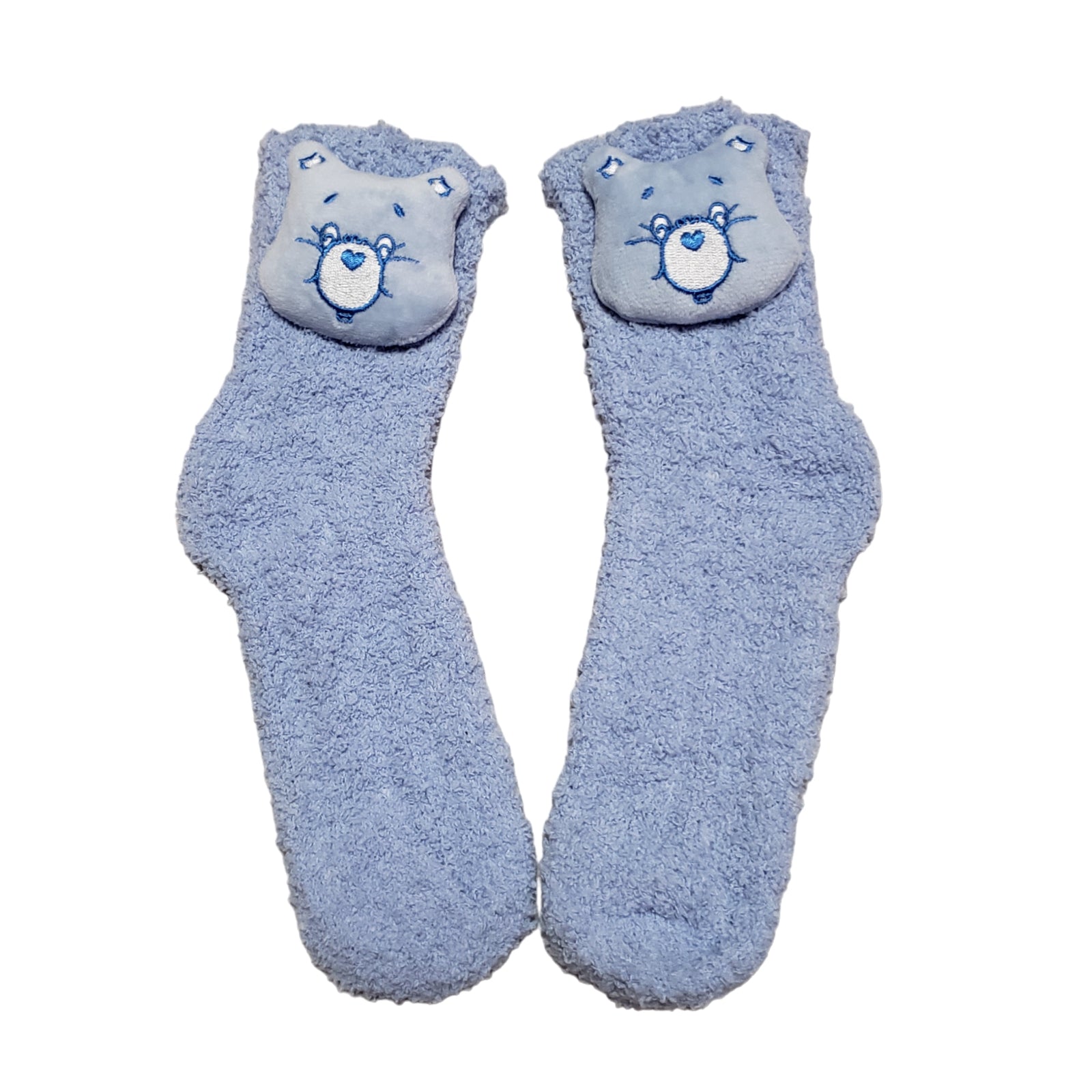 Blue Care Bear fuzzy socks for adults and teens