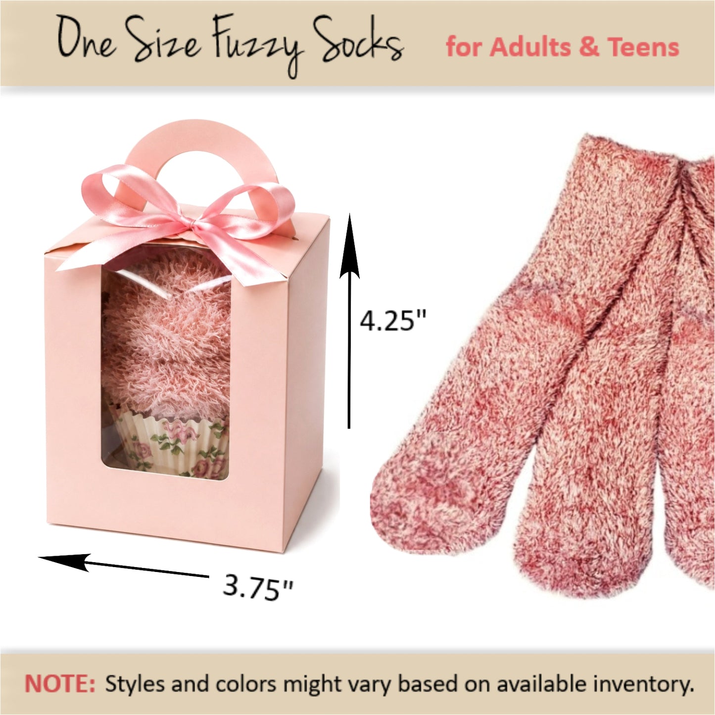 Pink Fuzzy Socks Cupcake Gift Box