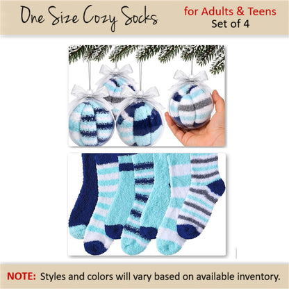 Winter Wonderland Cozy Socks Ornament — Blue Holiday Gift