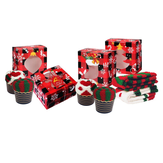 Christmas Cozy Socks Gift Box, 2 Pairs for Adult Men & Women