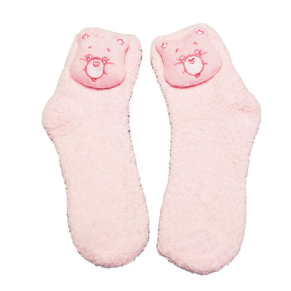 Pink Care Bear cozy fuzzy socks for adults and teens