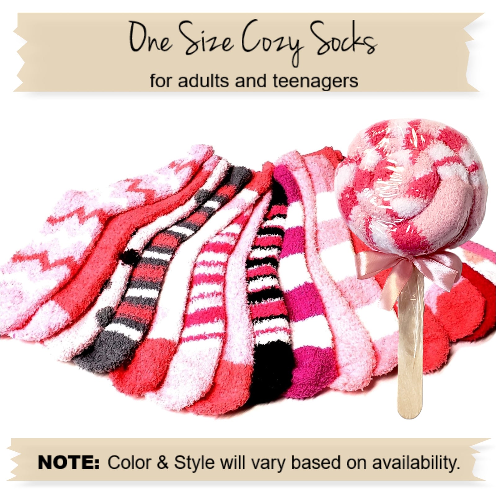 Pink Lollipops – Cozy Socks for Adults & Teens