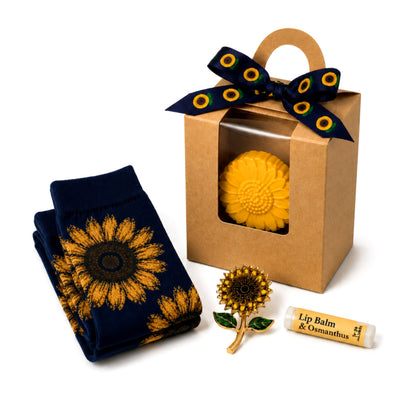 Sunflower Socks Gift Box — Sunshine Gift for Women, Cute Self-Care Gift Set for Her, Get well soon gift, Sunflower Lover Spa Gift Box