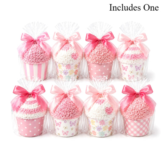 Baby Girl Shower Favors — Pink Cozy Sock Cupcake Gift