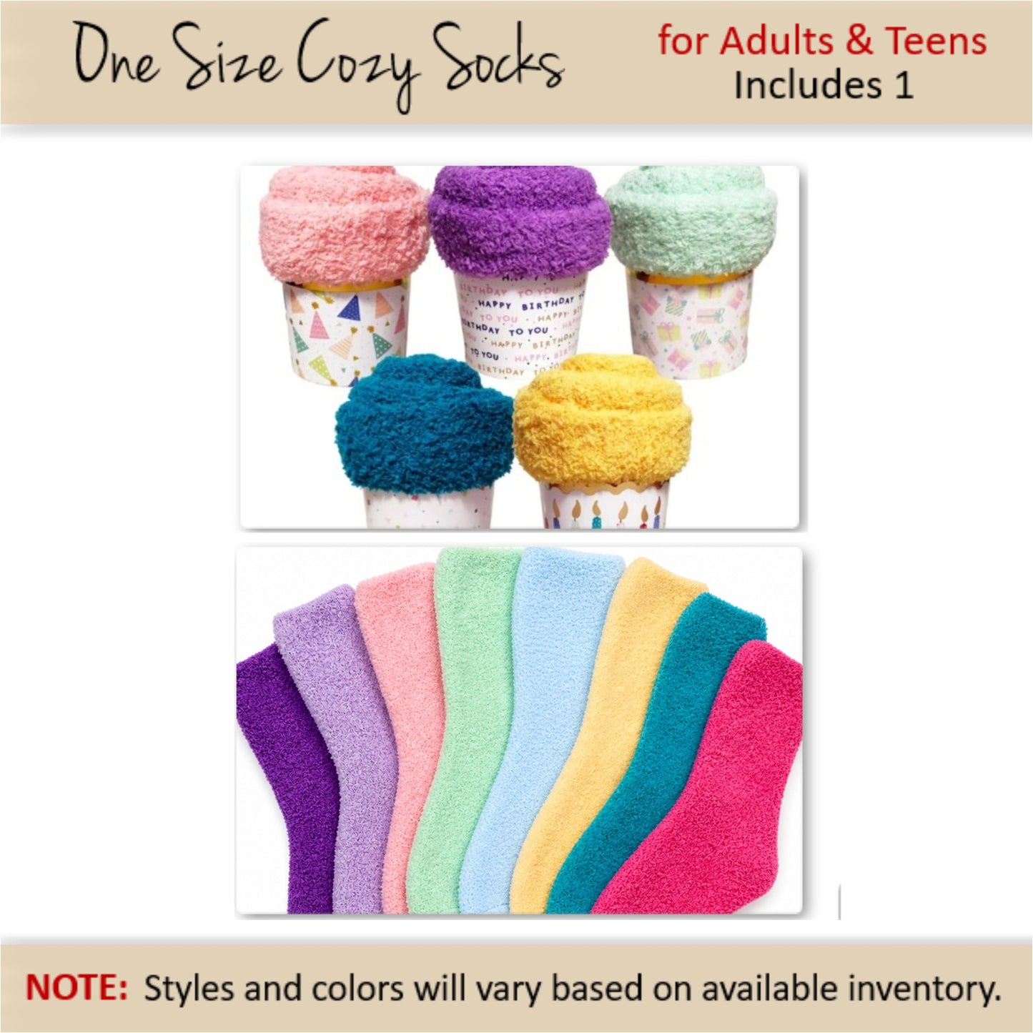 Women's Birthday Party Favors — Cozy socks Cupcakes