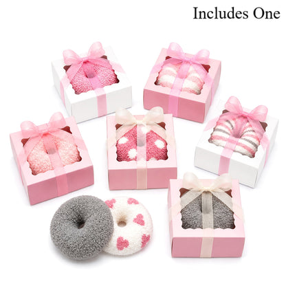 Baby Girl Shower Favors—Pink Cozy Sock Donut Gift Box, Baby Shower Game Prizes