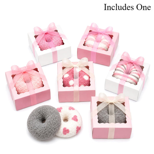 Baby Girl Shower Favors—Pink Cozy Sock Donut Gift Box, Baby Shower Game Prizes