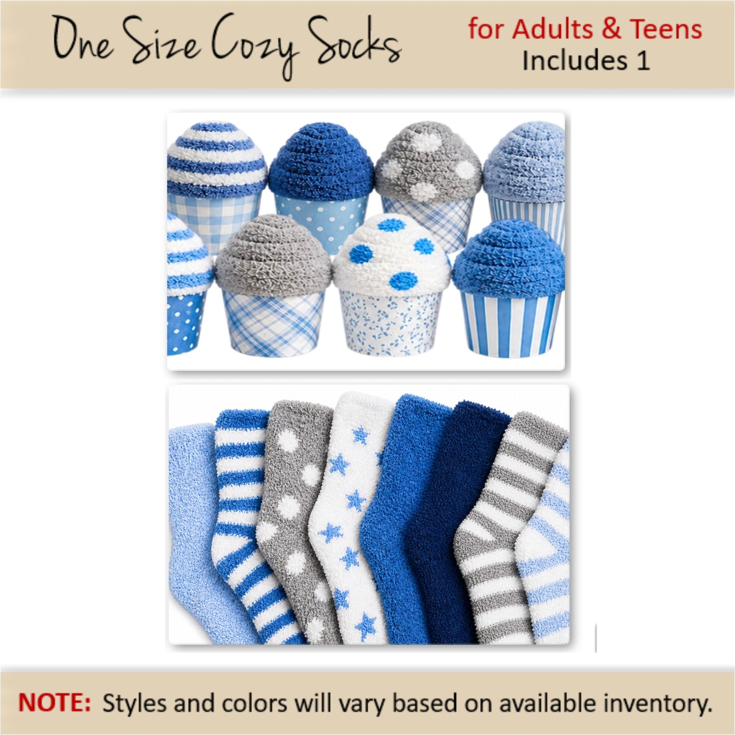 Cupcake Party Favors — Blue Cozy Socks Gift