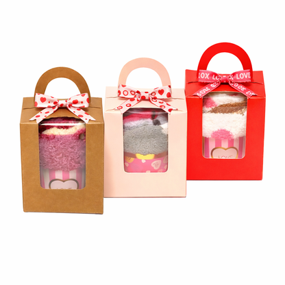 Valentine's Cupcake Gift Box - Cozy Socks for Adults and Teens.