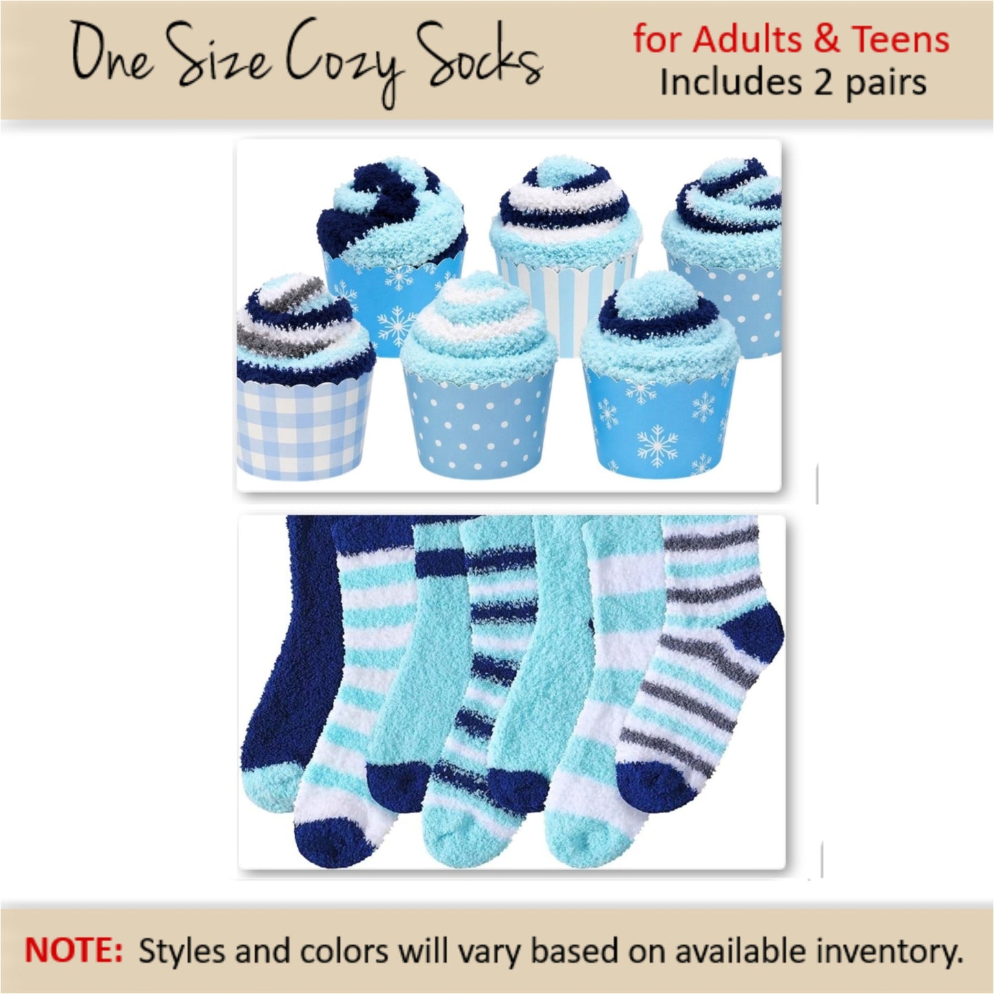 Winter Cozy Socks Cupcake Gift Box — Blue Holiday Gift
