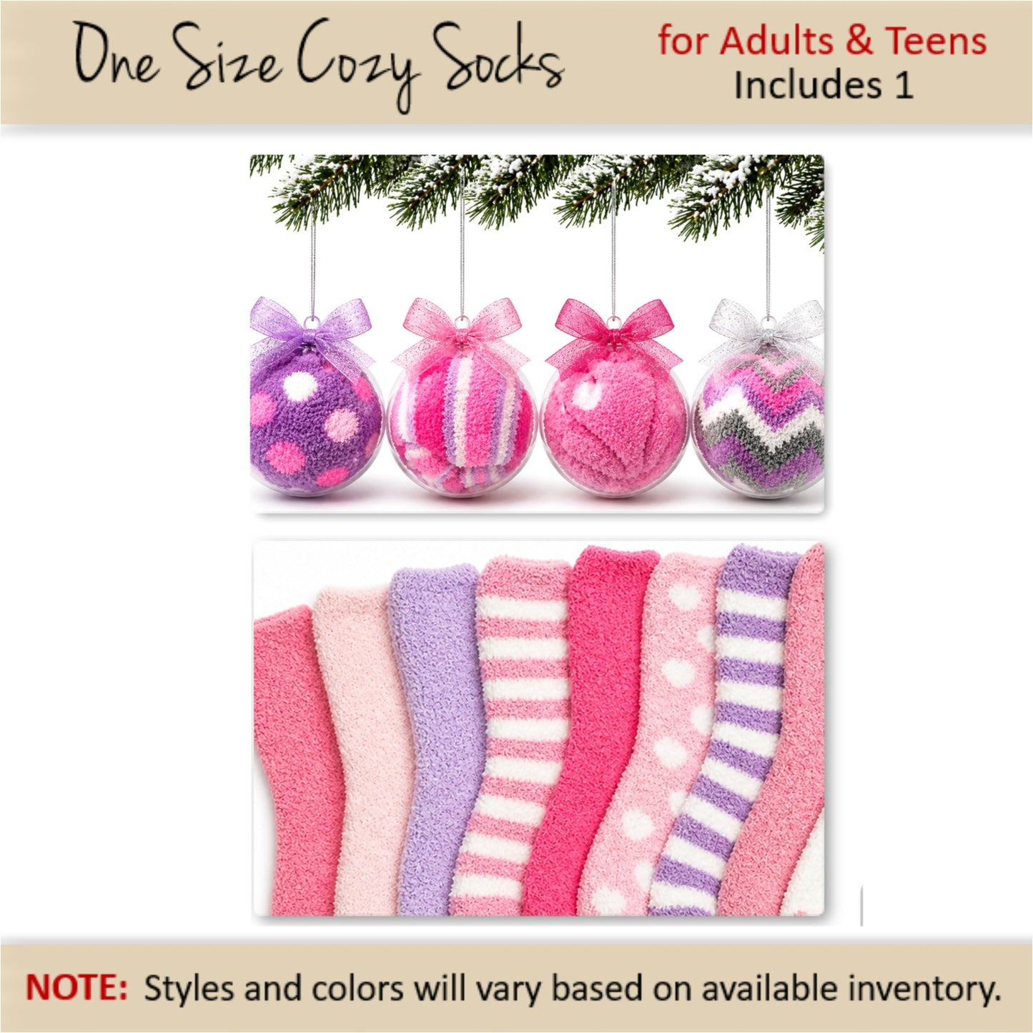 Pink Christmas Ornament — Cozy Socks Gift
