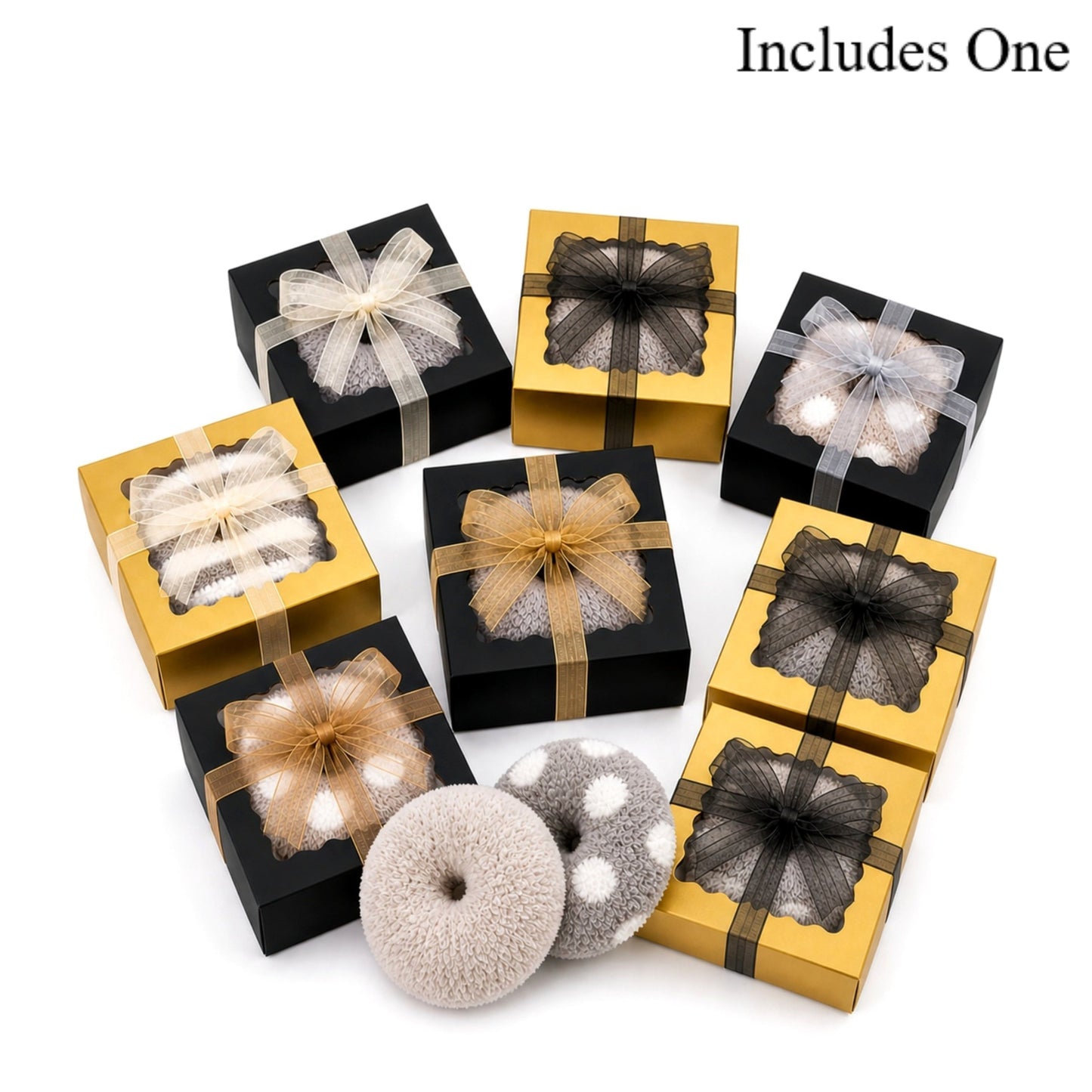 Black and Gold Party Favor—Cozy Socks Donut Gift Box, Wedding Guest Thank You Gift, New Year’s Party Favors, Adult Party Favors 