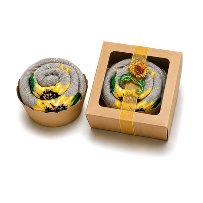 Sunflower Socks Cupcake Gift Box, Sunshine Gift for Her, Thinking of You Gift, Sunflower Gift for Women, Small Thank You Gift, Coworker Gift