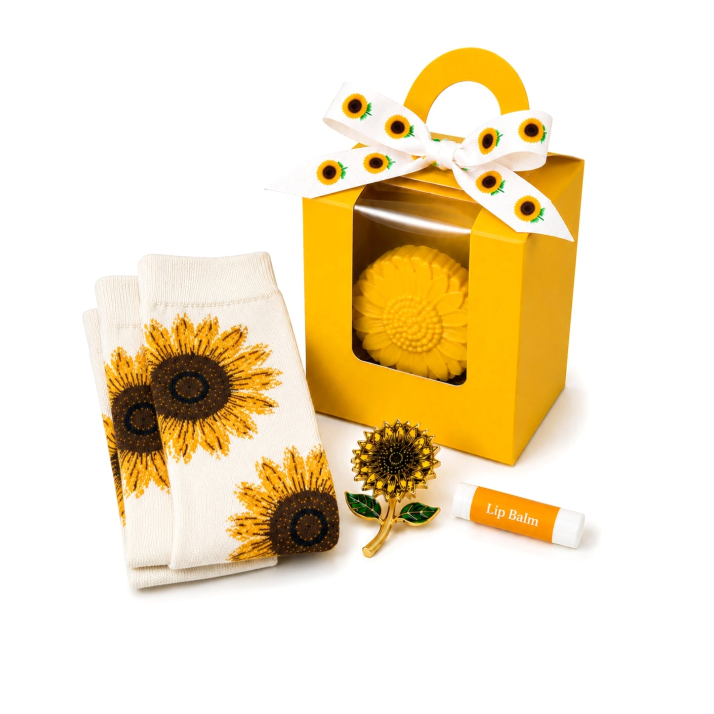 Sunflower Socks Gift Box — Sunshine Gift for Women, Cute Self-Care Gift Set for Her, Get well soon gift, Sunflower Lover Spa Gift Box