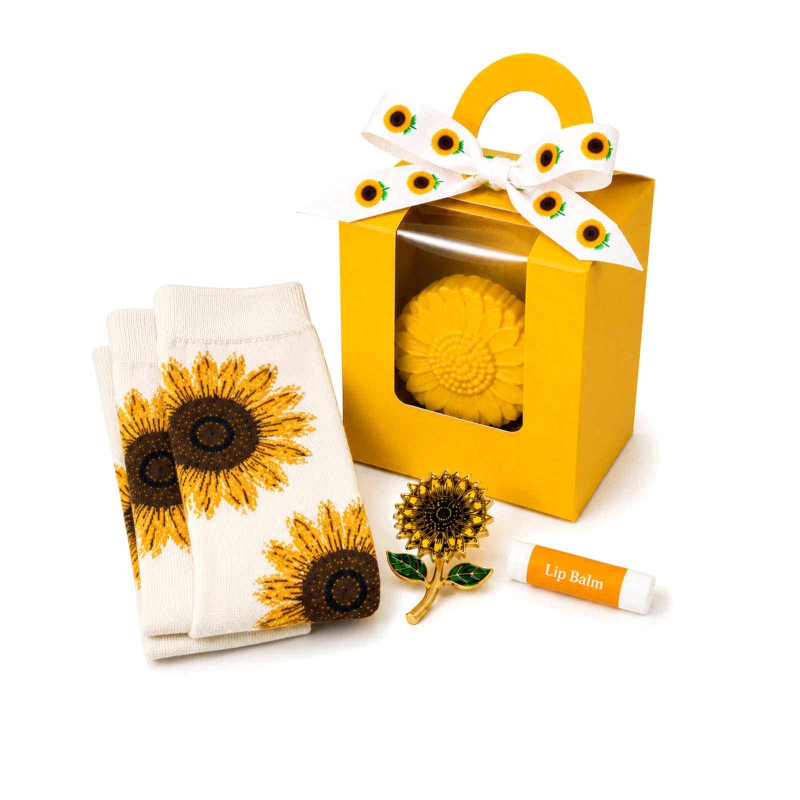 Sunflower Socks Gift Box — Sunshine Gift for Women, Cute Self-Care Gift Set for Her, Get well soon gift, Sunflower Lover Spa Gift Box