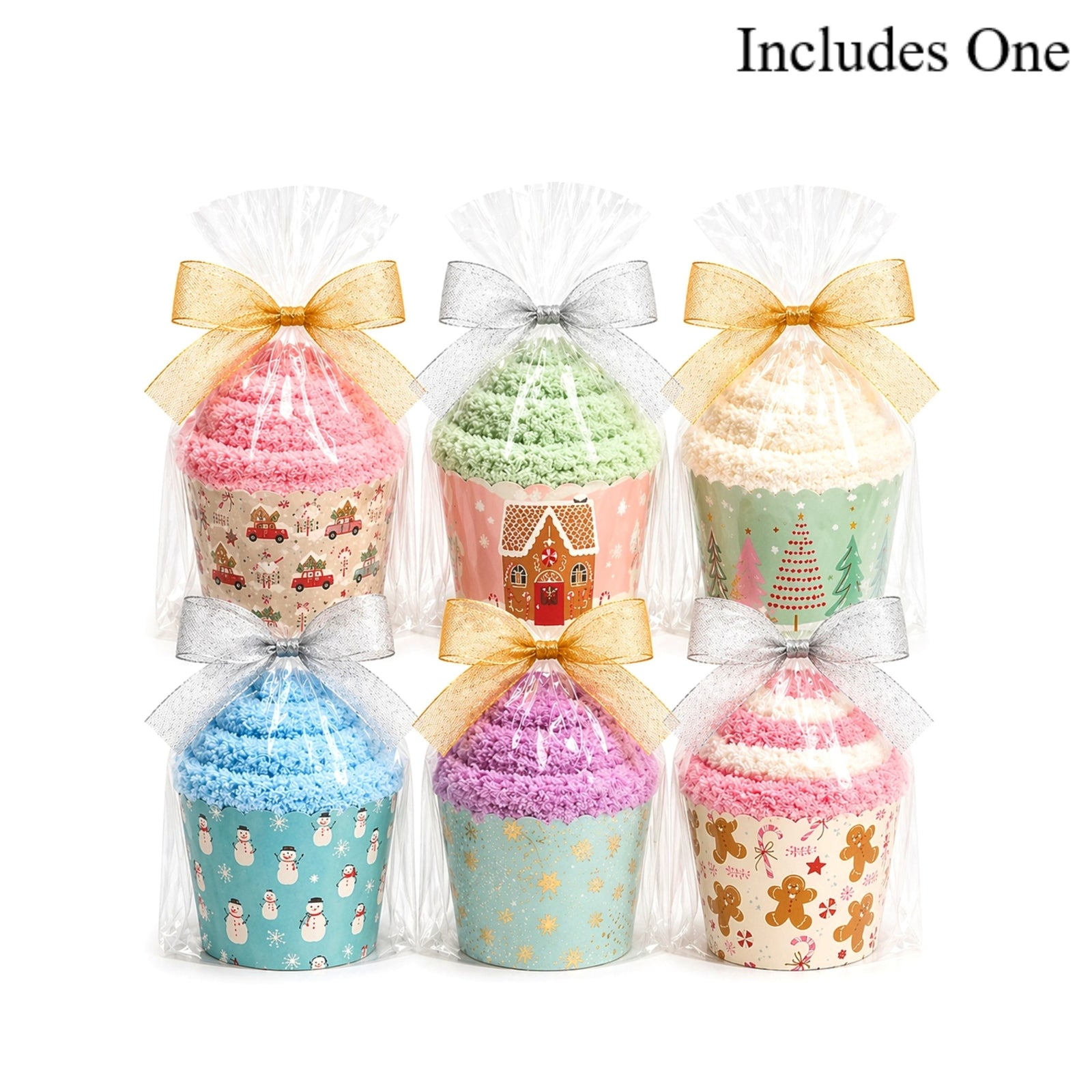 Pastel Christmas Cozy Socks Cupcake 