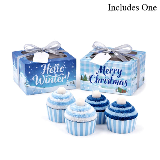 Winter Cozy Socks Cupcake Gift Box — Blue Holiday Gift