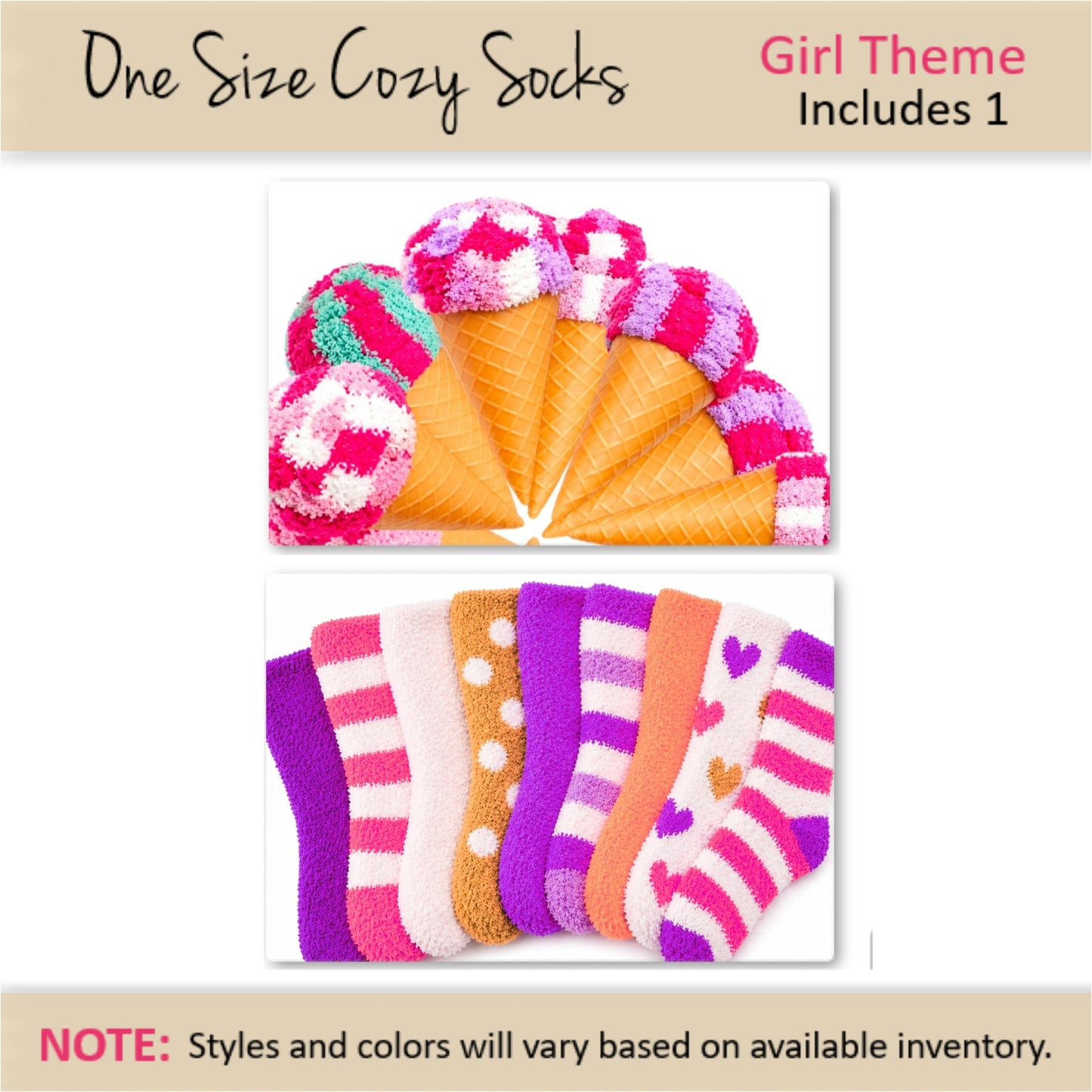 Ice Cream Party Favors — Waffle Cone Cozy Socks