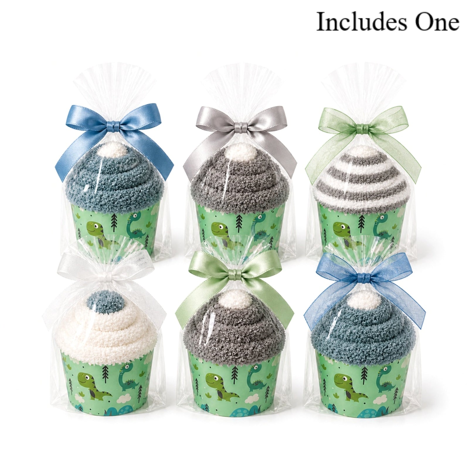 Dinosaur Birthday Party Favors—Cozy Socks Cupcake Gift, Dino Party Favor, Toddler Boy Birthday Favor, Guest Thank You Gift