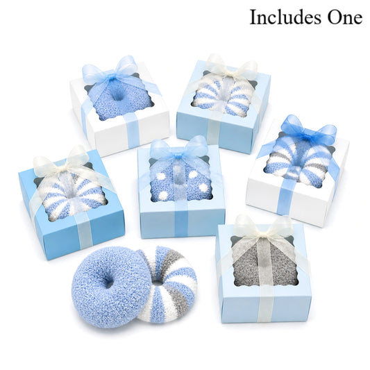 Boy Baby Shower Favors — Cozy Sock Donut Gift Box