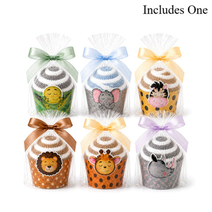 Safari Birthday Party Favors — Cozy Socks Cupcake Gift, Jungle Birthday Favor, Animal Party Favor, Zoo Birthday Decorations