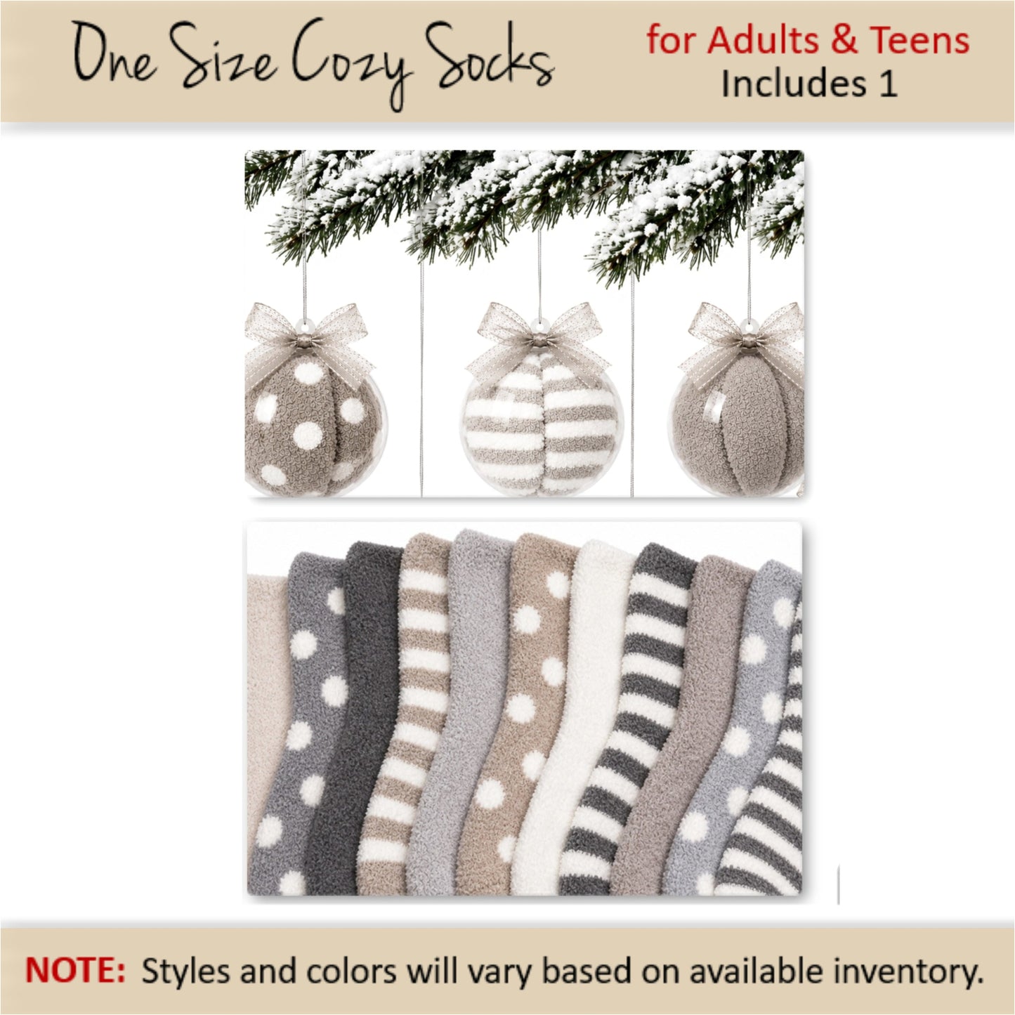 Neutral Cozy Socks Ornament — Cozy Socks Gift