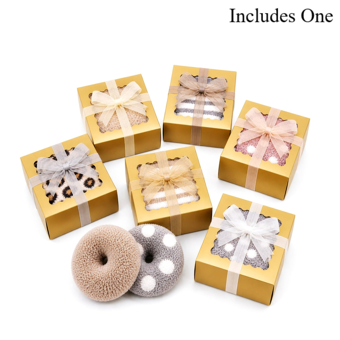 Bridal Shower Favors — Cozy Socks Donut Gift Box, Guest Thank You Gift, Gold Party Favors, Bridesmaid Gift, Bridal Party Gifts 