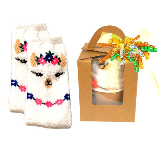 Llama Cupcake Socks Gift Box for Women and Teen Girls