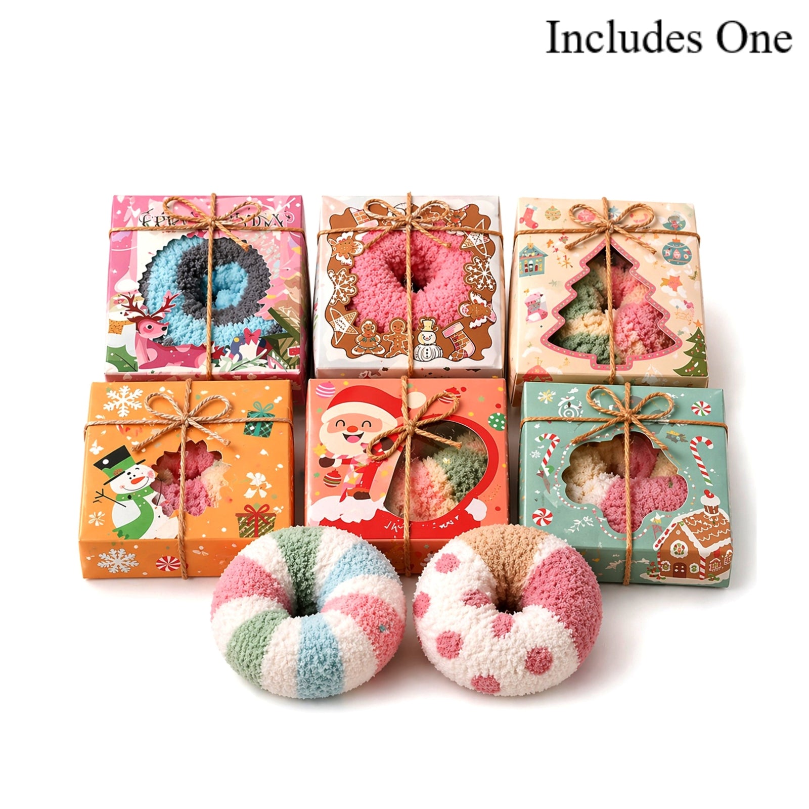 Pastel Christmas Gift Box — Cozy Sock Donut