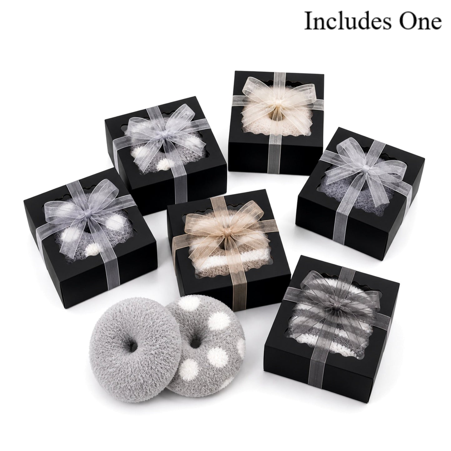 Minimalist Gift for Him, Black Gift Box —Cozy Socks Donut Gift , Office Coworker gift, Teacher Gift, Small Thank You Gift, Guest Welcome Gift 