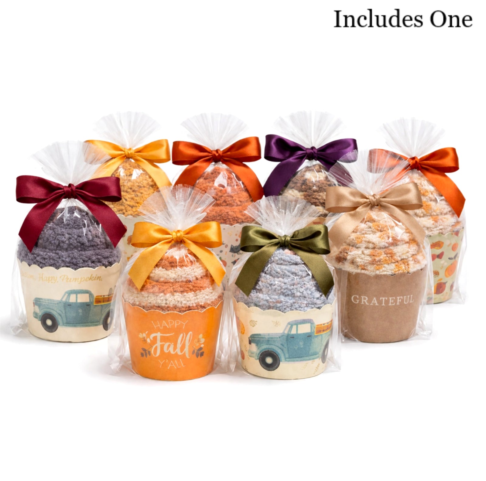 Friendsgiving Cozy Socks Cupcake - Fall Gift. 