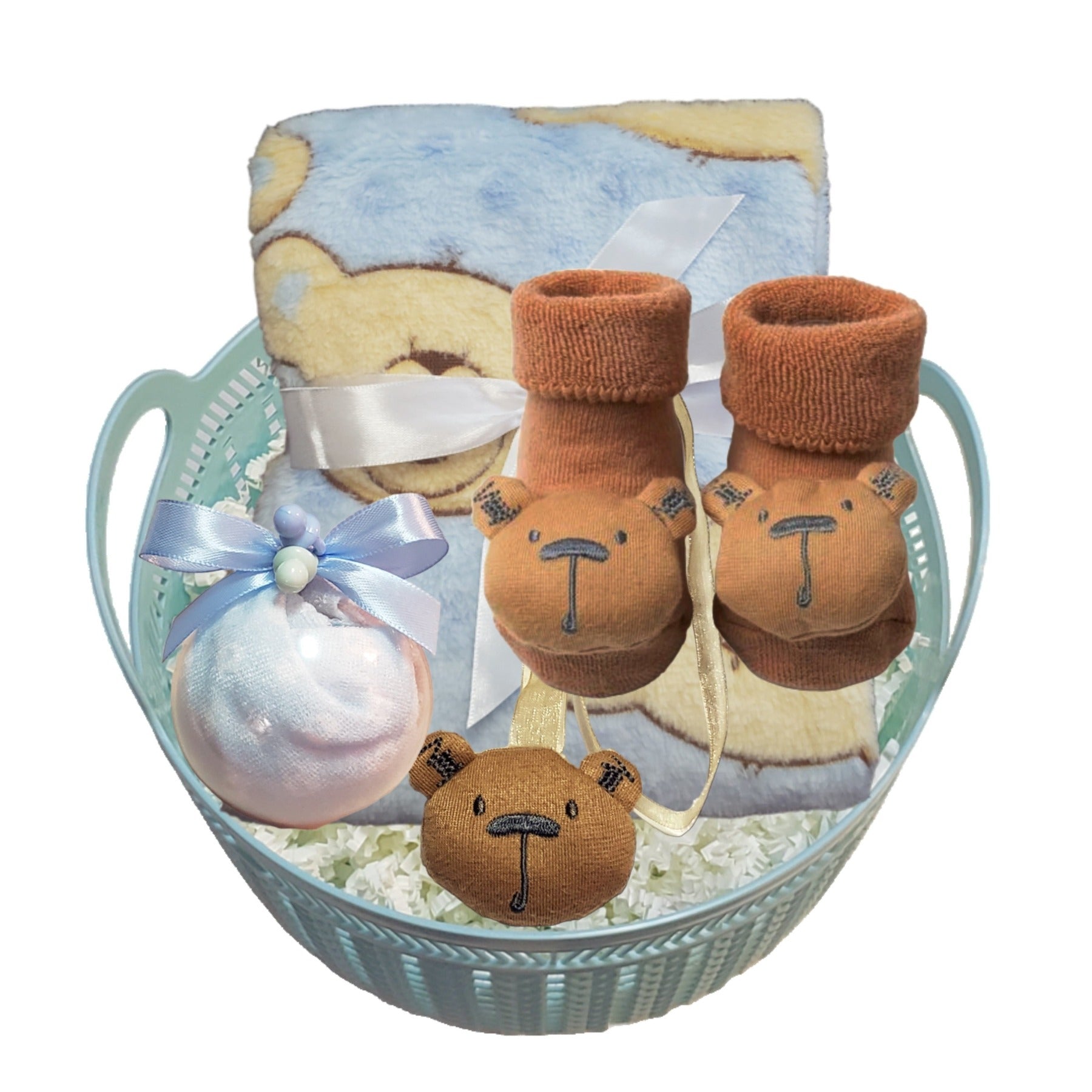 Baby Boy Bear Gift Set Blue Baby Shower Gift Basket