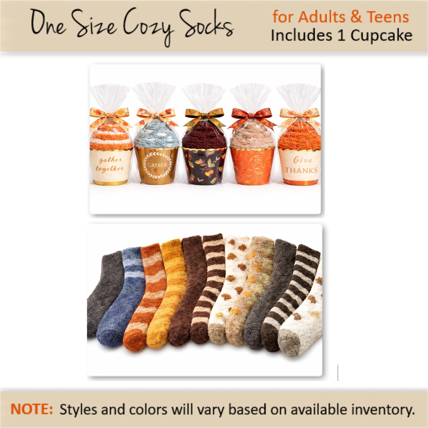 Thanksgiving Cozy Sock Cupcake Favors – Fall Gift