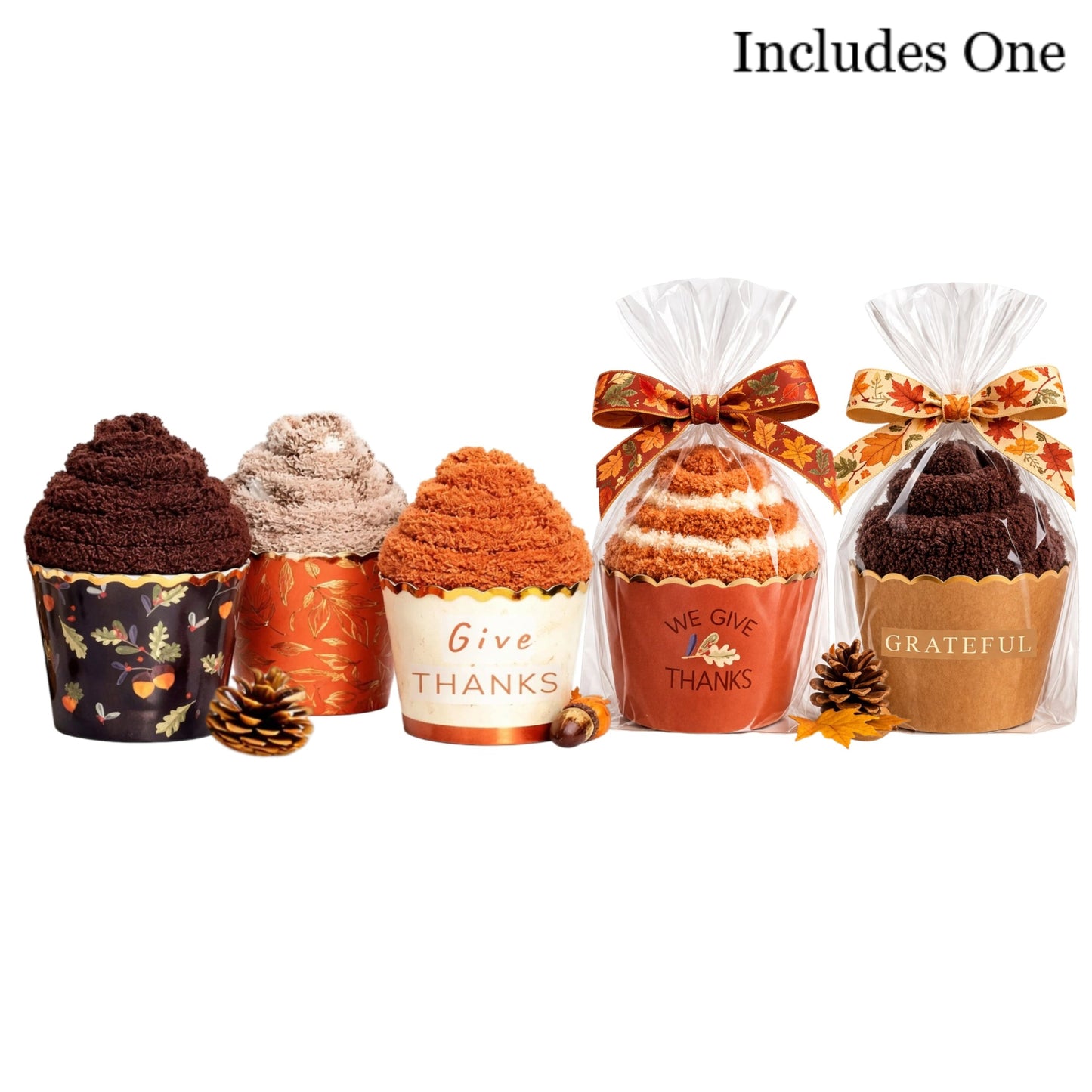 Thanksgiving Cozy Sock Cupcake Favors – Fall Gift Ready