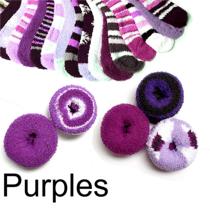 Purple Donut Fuzzy Socks