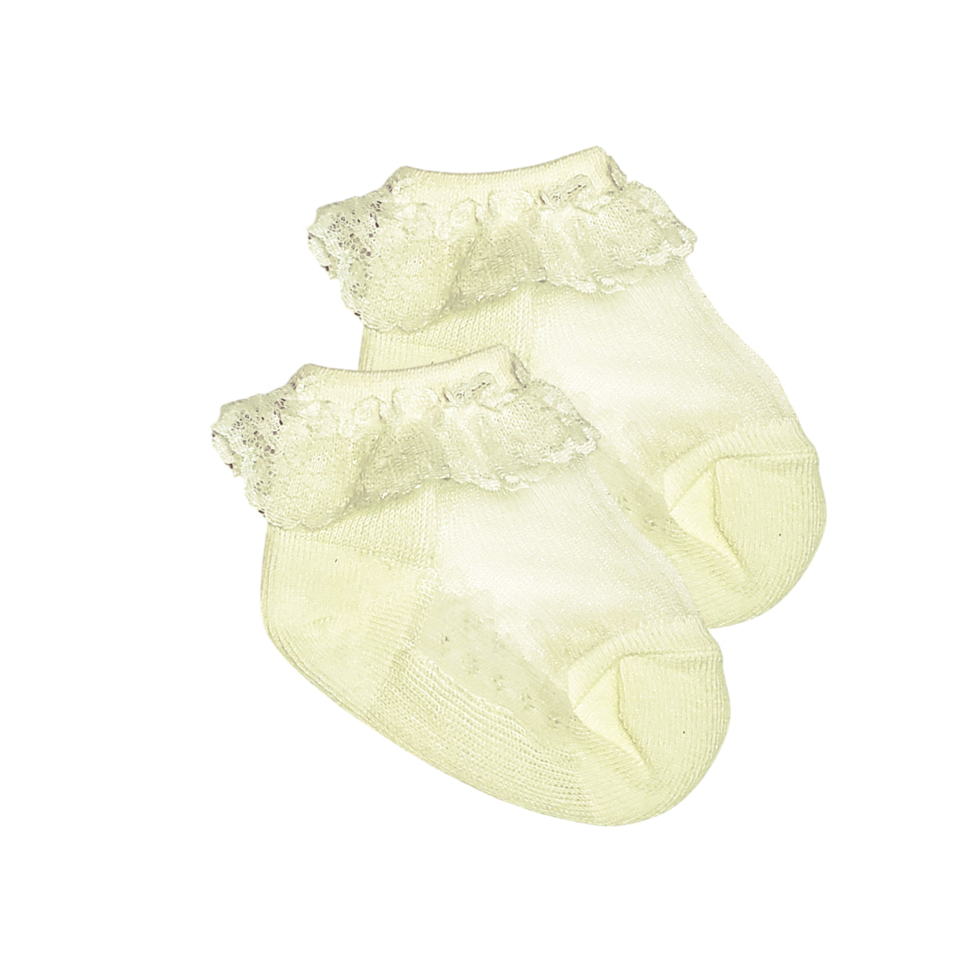 Ivory baby girl socks with lace trim, lightweight dressy socks for babies 3 to 12 months