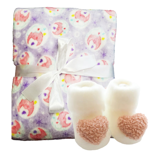 Girl Baby Socks and Blanket Gift Set