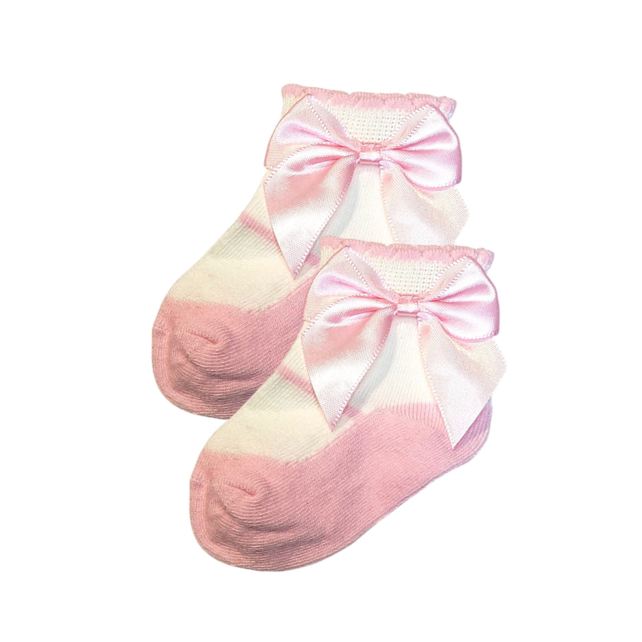 Pink baby girl socks with side bow – lightweight socks for babies and toddlers, sizes 3-12 months and 1-2 years