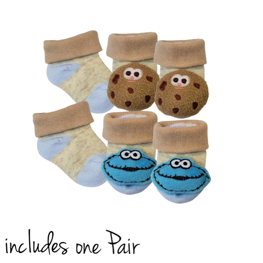 Sesame Street Cookie Monster-style Baby Socks for infants 0 to 6 months